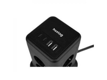 15W 8x z.2xUSB-C,2xUSB,1.4m černá HUSLOG