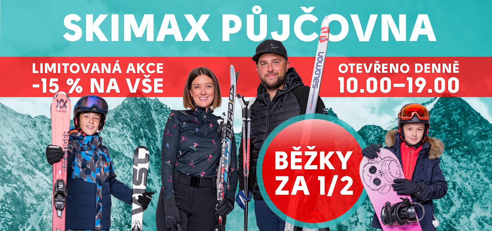 Půjčovna lyží, snowboardů a běžek – SKIMAX Olomouc