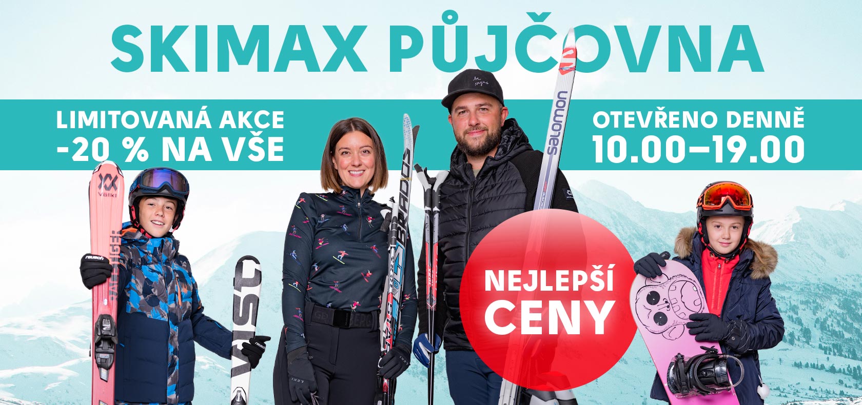 Půjčovna lyží, snowboardů a běžek – SKIMAX Olomouc