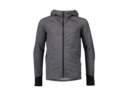 merino zip hood jr sylvanite grey melange 130 šedivá