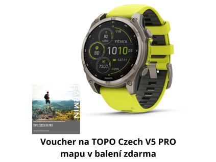 Garmin Fenix 8 47mm Solar, Titan Sapphire Graphite Amp Yellow  + Řemínek zdarma + CZ distribuce a TOPO Czech mapy ZDARMA!