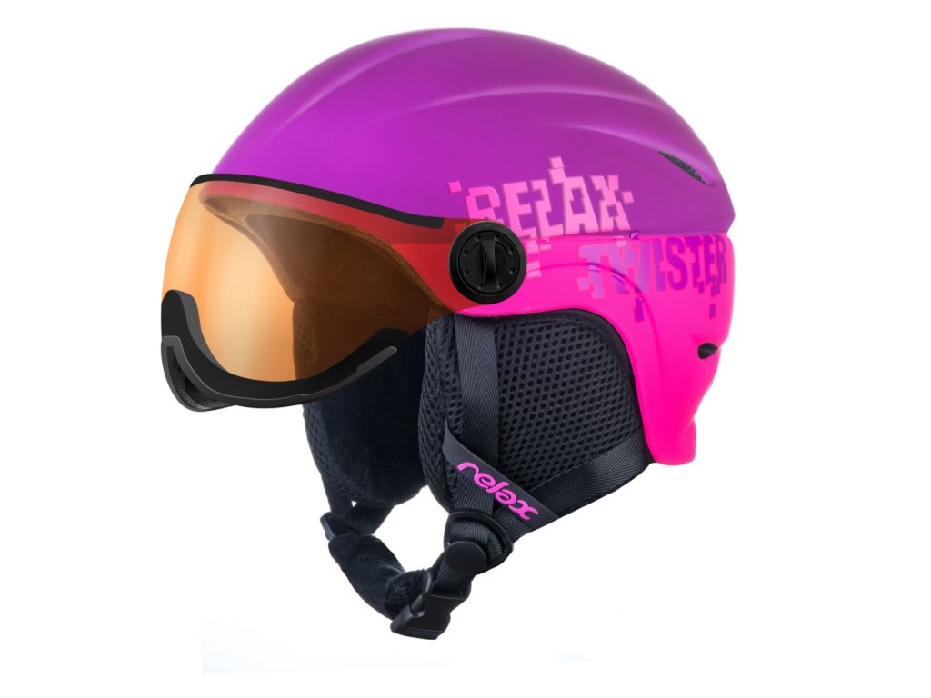 Lyžařská helma Relax TWISTER VISOR, fialová/růžová