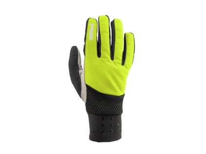 Zateplené rukavice R2 BOND, černá/žlutá fluo