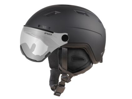 Lyžařská helma se štítem R2 PANTHER, černá