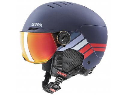 Lyžařská helma Uvex ROCKET jr. VISOR, tmavě modrá