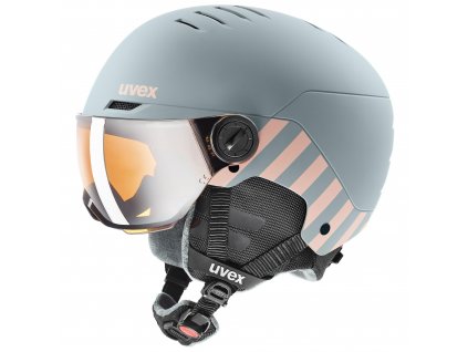 Lyžařská helma Uvex ROCKET jr. VISOR, šedá