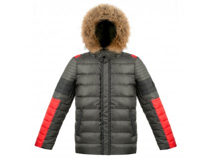 POIVRE BLANC W18-1215-MN/B DOWN JACKET KHAKI GREY/SCARLET RED