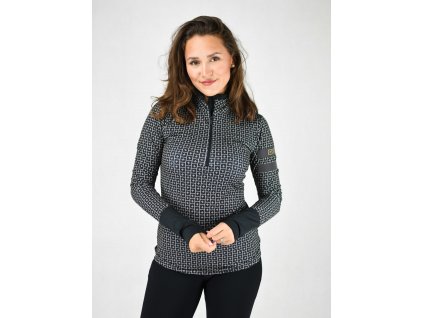 ONEMORE 631 T NECK WITH HALF ZIP WOMAN MINI LOGO CHAMPAGNE:BLACK 0D631PT 49BKDSC 0444