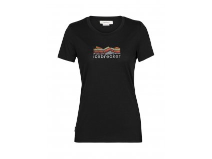 Icebreaker 150 Women Tech Lite II SS Tee Mountain Geology - Black