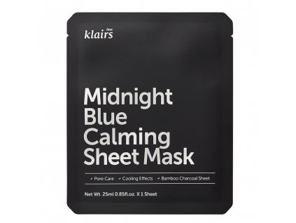 dear, klairs Midnight Blue Calming Sheet Mask 25ml 1kus čistiaca a upokojujúca