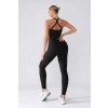 Bezešvý sportovní overal s integrovanou podprsenkou a tvarujícím efektem, ČERNÝ
