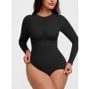 Tvarujúce body s dlhým rukávom a klasickým nohavičkovým strihom, ČIERNE