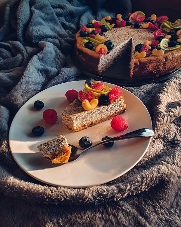 Fit makový cheesecake