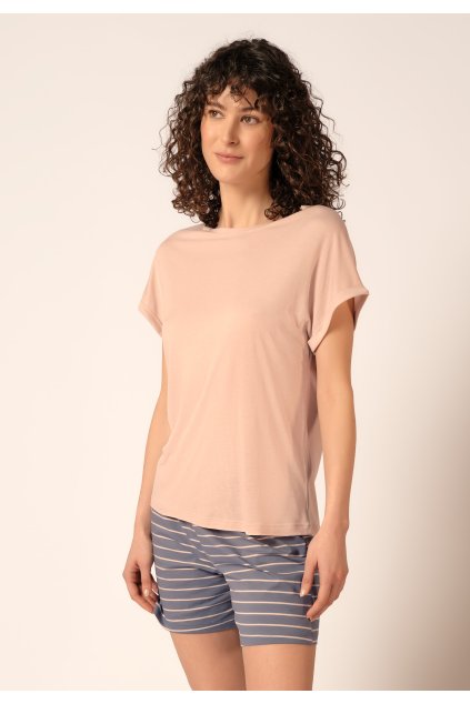 HUBER dámske tričko krátky rukáv Night Basic Selection B25 - dusty rose (Farba dusty rose-h098, Veľkosť 46)