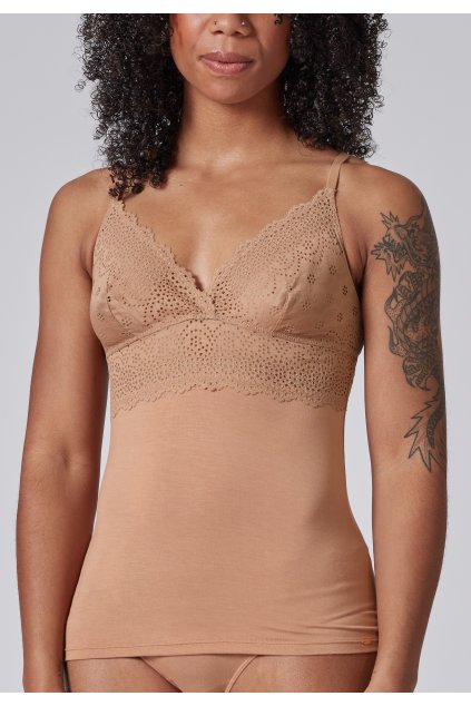 SKINY dámske tielko so špagetovými ramienkami Bamboo Lace (Farba ivory-7608, Veľkosť 42)