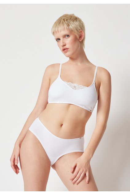 SKINY dámsky Crop top Cotton Lace Essentials B25 - white (Farba white-0500, Veľkosť 42)