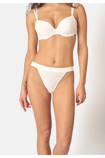 SKINY dámske nohavičky Tanga 2-balenie Cotton Rib B25 - white (Farba white-0500, Veľkosť 44)