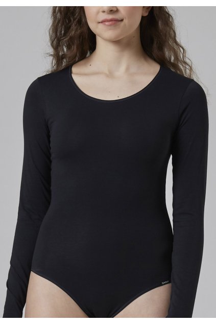 SKINY dámske body dlhý rukáv Cotton Bodies BX - black (Farba black-7662, Veľkosť 42)