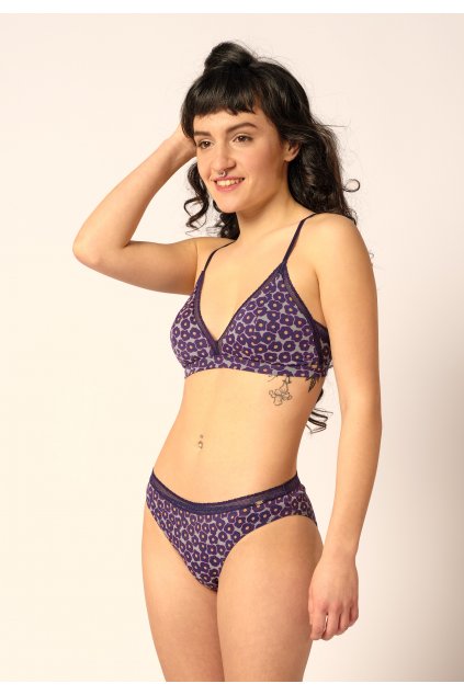 SKINY podprsenka s vyberateľnými vypchávkami Bamboo Lace Print (Farba lavender flowers-s472, Veľkosť 42/C-D)