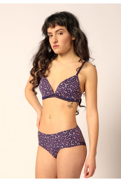 SKINY dámsky triangel top vystužený Bamboo Lace Print (Farba lavender flowers-s472, Veľkosť 85 C)