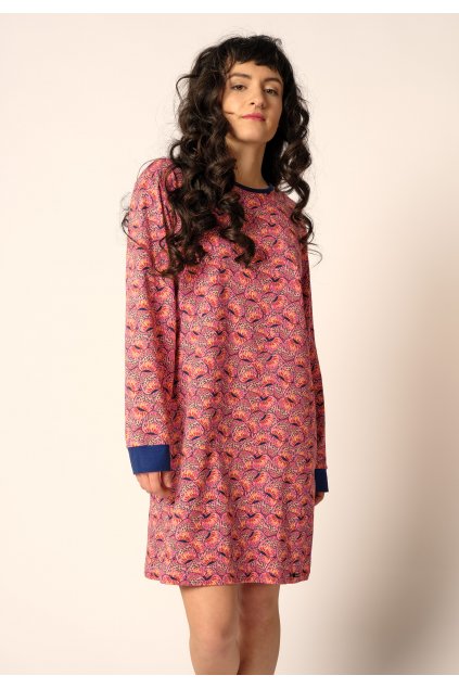 Skiny Dámska nočná košeľa s dlhým rukávom (Farba pinktopaz flowers-s491, Veľkosť 44)