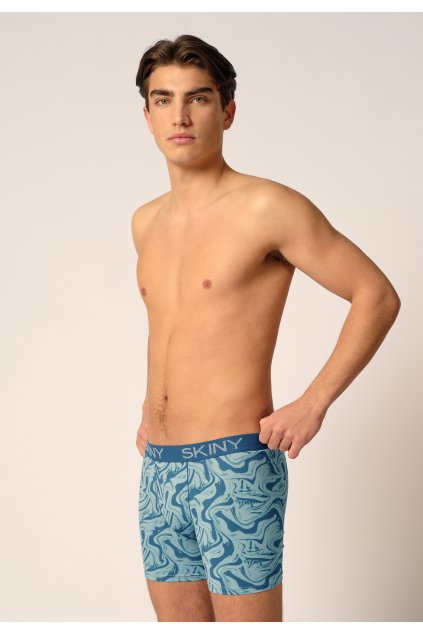 SKINY pánske predĺžené panty 2-balenie Cotton Multipack (Farba aquamarine swirl selection-s507, Veľkosť XXL)