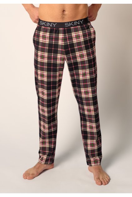 SKINY pánske dlhé nohavice Night In Mix & Match (Farba black check-s498, Veľkosť S)