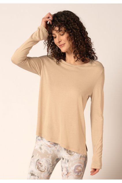HUBER dámske tričko dlhý rukáv Mix & Match (Farba warm sand-h111, Veľkosť 46)
