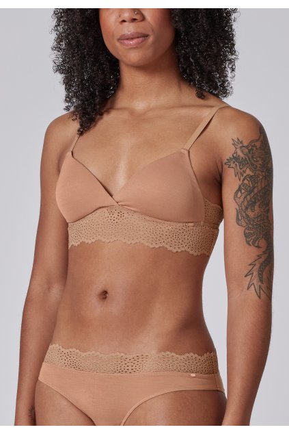 SKINY podprsenka s vyberateľnými výstužami Bamboo Lace B25 - bronze (Farba bronze-3297, Veľkosť 42/C-D)