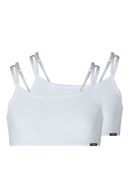 SKINY dievčenský Bustier 2-balenie Cotton Essentials B25 - white (Farba white-0500, Veľkosť 176)