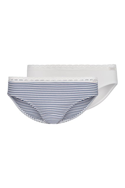 SKINY dievčenské nohavičky Rio 2-balenie CottonLace Multipack BX - denimblue stripes (Farba denimblue stripes selection-s113, Veľkosť 152)