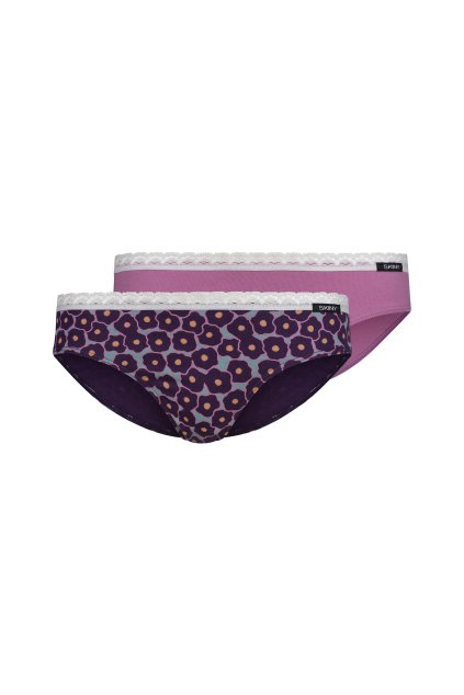 SKINY dievčenské nohavičky Rio 2-balenie CottonLace Multipack (Farba grapeblush stars selection-s724, Veľkosť 176)