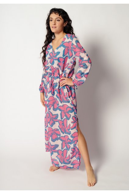 SKINY Dámske šaty s dlhým rukávom Beachwear (Seattraction) (Farba futurerose flowers-s575, Veľkosť 44)
