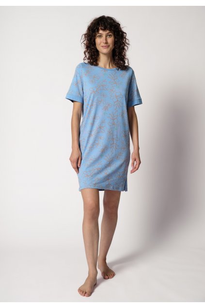 HUBER Dámska nočná košeľa s krátkym rukávom Night Selection 2 (Farba prismablue onelineflowers-h242, Veľkosť 48)