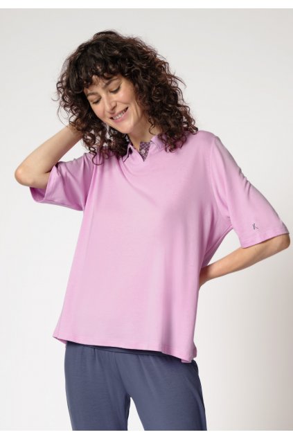 HUBER Dámske tričko s krátkym rukávom Night Selection 1 (Farba almost pink-h216, Veľkosť 46)