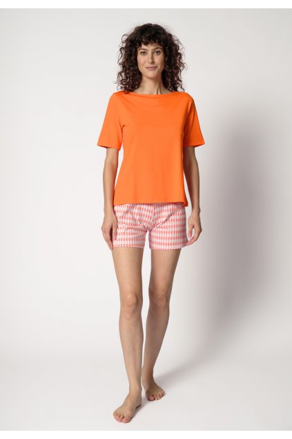 HUBER Dámska pyžama krátka Night Selection 1 (Farba almost orange-h214, Veľkosť 48)