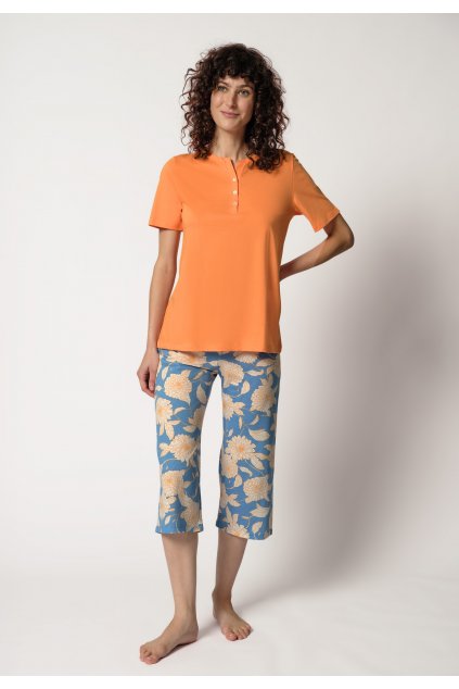 HUBER Dámska pyžama 3/4 Night Basic Selection (Farba prisma apricot-h222, Veľkosť 52/54)