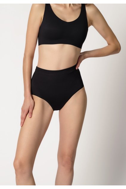 HUBER dámske nohavičky vysoký pás Perfect Shape B25 - black (Farba black-7664, Veľkosť 48)
