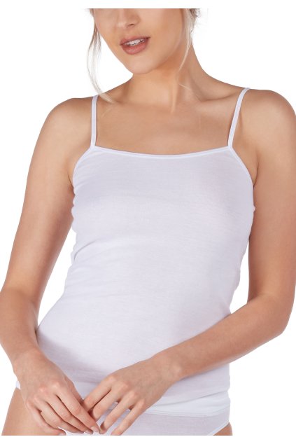 HUBER dámske tielko so špagetovými ramienkami Cotton Fine Rib (Farba white-500, Veľkosť 46)