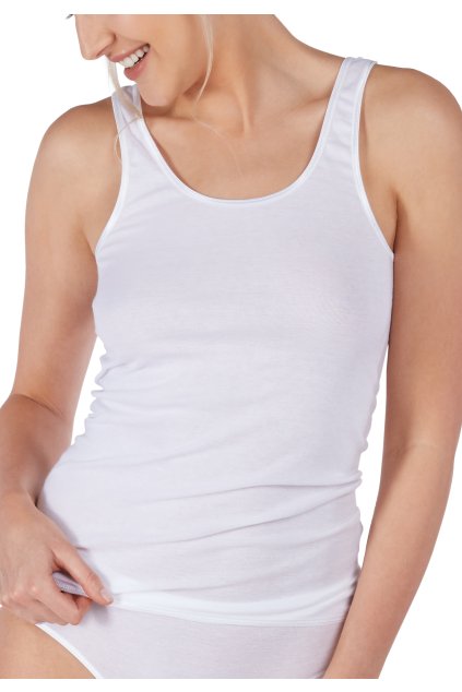 HUBER dámske tielko s jemným rebrovaním Cotton Fine Rib (Farba white-500, Veľkosť 52)