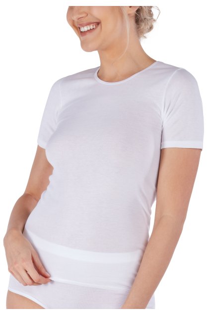 HUBER dámske tričko krátky rukáv Cotton Fine Rib (Farba white-500, Veľkosť 52)