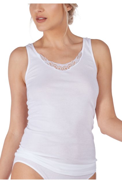 HUBER dámske tielko Cotton Embroidery (Farba white-500, Veľkosť 48)