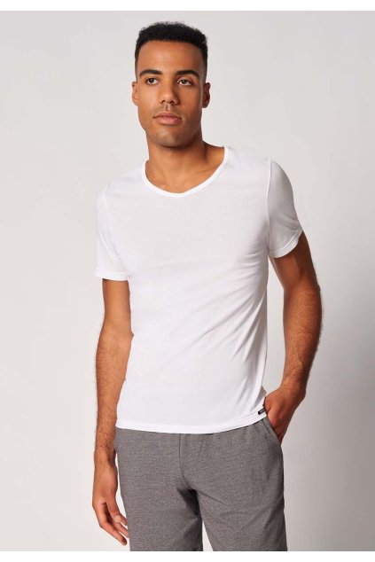 SKINY pánske V-tričko krátky rukáv 2-balenie Shirt Multipack B25 - white (Farba white-0500, Veľkosť XXL)