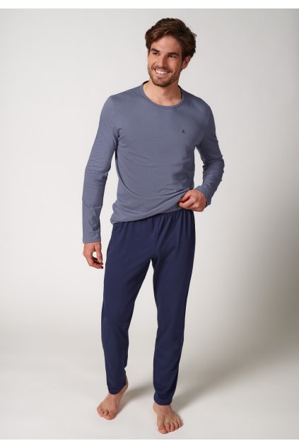 HUBER pánska pyžama dlhá Night Basic Selection B25 - faded denim (Farba faded denim-h268, Veľkosť XXL)