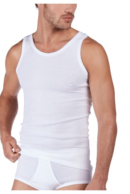 HUBER pánske tielko Cotton Double Rib (Farba white-500, Veľkosť XXL)
