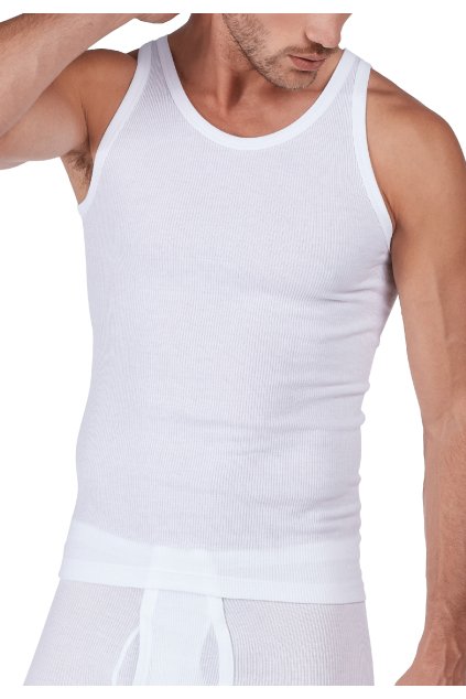 HUBER pánske tielko 2-balenie Cotton 2Pack Double Rib (Farba white-500, Veľkosť XXL)