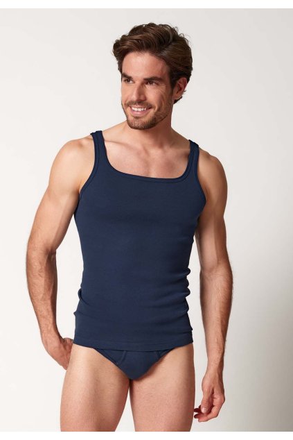 HUBER pánske tielko Cotton Fine Rib B25 - navy (Farba navy-0386, Veľkosť XXL)