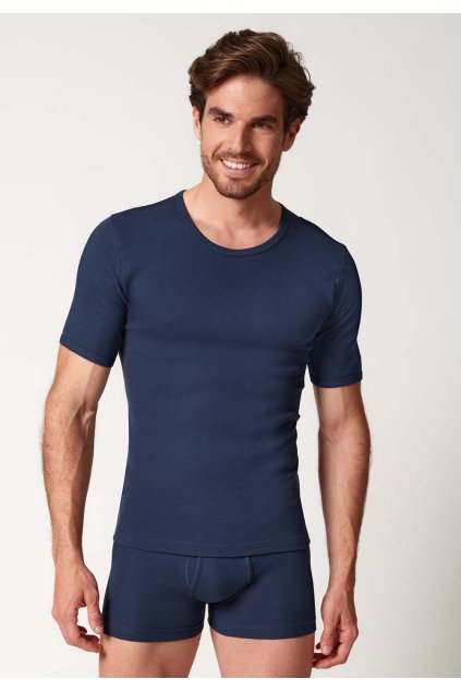 HUBER pánske tričko krátkym rukáv Cotton Fine Rib B25 - navy (Farba navy-0386, Veľkosť XXL)