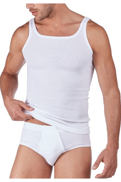 HUBER pánske tielko 2-balenie Cotton 2Pack Fine Rib (Farba white-500, Veľkosť XXL)