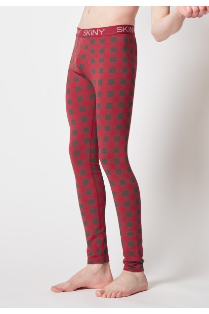 SKINY pánske spodky dlhé Casual Selection WX - deepred check (Farba deepred check-s298, Veľkosť XL)